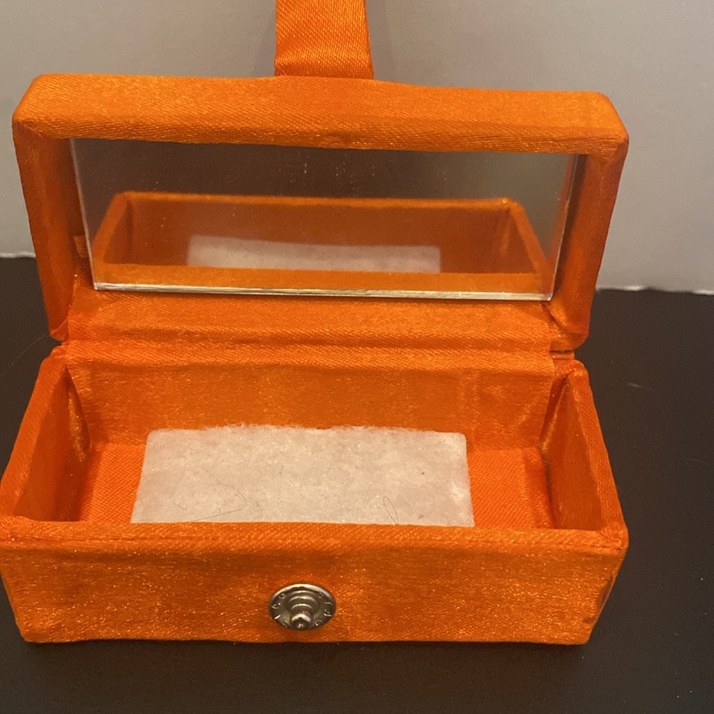 VTG Mirrored lipstick case embellished W/ rhinestone and beads
